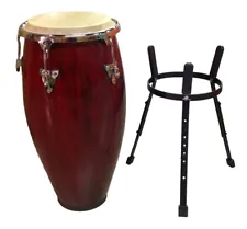 Zenison 12" CONGA DRUM with STAND Latin Percussion TUMBA - Red Wine Wood