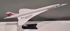 CONCORDE MODEL 10"x 4" HAND SIGNED ON THE WING BY CHIEF PILOT BRIAN WALPOLE