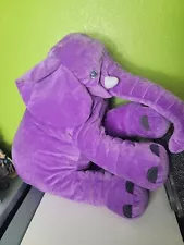 Large Jumbo Elephant Plush Purple 20"x 16" Plushie Stuffed Toy