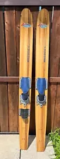 Vintage Set Waterskis Water Wooden Skis 68" Long Signed AQUA RITE S-2000 COMBI