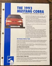 1993 Ford Mustang Cobra SVT Spec Sheet Brochure Photo Poster-Sales Literature