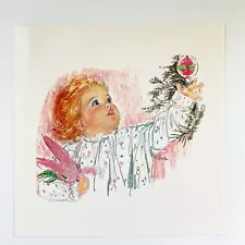 Art Print 1978 Mead Paper Co Blonde Baby Reaching for Ornament by Frances Hook