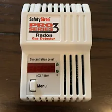 Safety Siren HS71512 Pro Series 3 Radon Gas Detector Monitor Test w/Ac Adapter