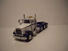 FIRST GEAR 1/50 WHITE & SURF BLUE TRI-AXLE PETERBILT 367 DAY CAB DIECAST MASTERS