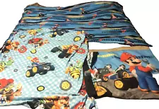 Super Mario Kart 7 Twin Size Bed Set 2014 Nintendo Flat, Fitted And Pillow Case