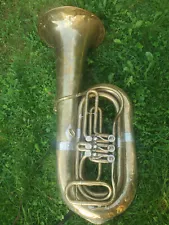 Huge rotary Bb tuba "Franz Michl Graslitz Böhmen" (Bohemia) +original Mouthpiece