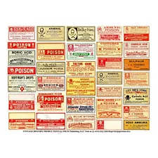 33 Poison Pharmacy Stickers, Bathroom & Apothecary Cabinet Labels, 1 Sheet, 964