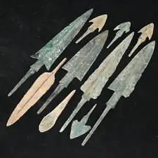 10 Genuine Ancient Luristan Bronze Arrow Heads & Spear Heads Circa 1200 - 800 BC