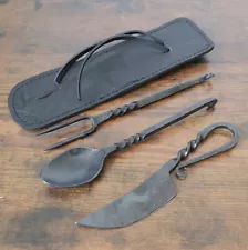 Medieval Cutlery Set Feasting Hand Forged Artisan Historic Spoon Set Feast Fork