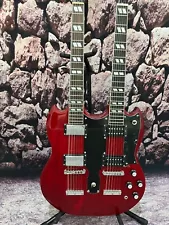 Factory custom electric guitar SG double neck red color 12+6 strings hot sale