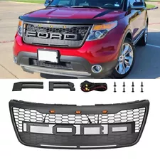 Front Grill For 2012-2015 Ford Explorer Upper Bumperr Grille Mesh w/ Letters LED (For: 2014 Ford Explorer Limited)