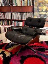 Vintage Herman Miller Charles Eames 670 Lounge Chair Stained Oak Black Leather