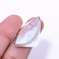 Pink Rubellite Tourmaline In Quartz - Brazil 925 Sterling Silver Ring S.9 R40