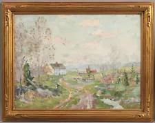 Antique CHARLES EBERT Old Lyme Impressionist Painting Carved Gilt A&C Frame