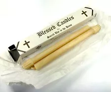 2 General Wax Blessed Candles For Sacred Use In Home 11" Ivory Beeswax C448