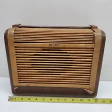 Philco Antique Wooden Roll Top Portable Radio