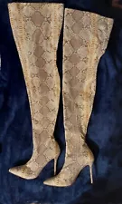 Nova Fashion Thigh High Faux Snake Leather Boots Size 11 New