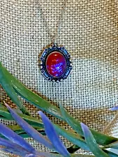 Flash Sale! OLD PAWN NAVAJO Sterling Silver DRAGONS BREATH OPAL PENDANT NECKLACE