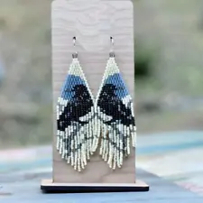 Handmade Native American style long seed beads Beaded earrings , African style.