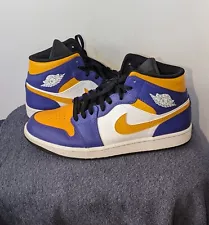 Nike Air Jordan 1 Mid Lakers 2022 Size 11 DQ8426-517 Sneakers Dark Concord Taxi