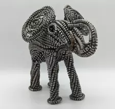 Metal elephant made from recycled metal lathe shavings - Made in Kenya - Recycle