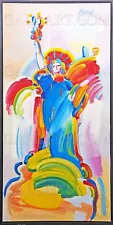 PETER MAX "STATUE OF LIBERTY" 2000 | HUGE ORIGINAL PAINTING 96X48" | REMARQUED