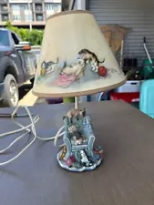 Vintage Lamp Playful Cats Kittens On Armchair Original Shade