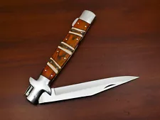 Timber Rattler Monster Stiletto Knife - Stainless Steel Blade, Bone/Pakkawood,