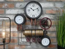 Industrial Pipe Wall Clock Vintage Steampunk Style Pipe Waterworks