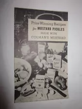 1928 Colman's Mustard Mustard Pickles Recipe booklet Rochester, NY Philadelphia