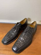 Steve Harvey Mens DarkBrown Crocodile Leather Lace Up Brogue Dress Shoes Size 12