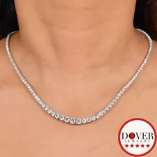 Estate 12.00ct Natural Diamond Platinum Graduating Tennis Necklace 24.1 Grams NR