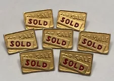 Vintage Lot of 7 "FOR SALE/SOLD" REALTOR SIGN Buttons - 1-1/4" (T1)