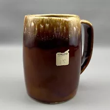 Vintage Hull Brown Drip Pottery Mug Cup USA New Unused W/Tags Stein