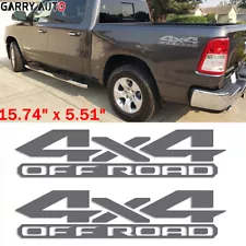 2x Grey 4X4 Off Road Truck Bed Decal Vinyl Sticker For Dodge RAM 1500 2500