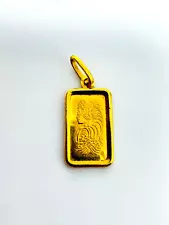 1 Gram Lady Fortuna PAMP Suisse Gold Pendant In Real 14k Yellow Gold Frame A24