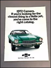 1972 Chevrolet Chevy Camaro 16-page Original Car Sales Brochure Catalog