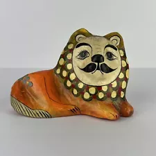 Vtg Paper Mache Lion SerMel Tonala Bustamante Folk Art 7in