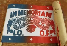 (B) Vintage Odd Fellows in Memoriam I.O.O.F Parade Grave Flag Set of 2 IOOF NOS