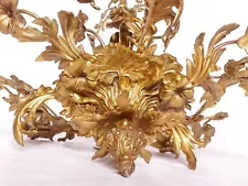 ANTIQUE EXCEPTIONAL LOUIS XV ROCOCO FRENCH FLORAL & LEAVES BRONZE CHANDELIER