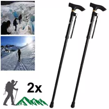 Pair 2 Trekking Walking Hiking Sticks Poles Adjustable 4 Section anti-shock