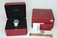 Cartier Santos de Cartier WSSA0018 Large Model w/ Metal & Leather Band