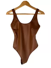 Skims Kim Kardashian Wet Jersey Tank Thong Bodysuit Copper Size S