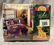 90s Disney “The Lion King” Twin Bed Set-Pillow Case, Fitted & Flat Sheets - New!