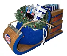 Pepsi Cola Christmas Sled Wooden With Gifts Holiday Decor 8.5” Santa Accessory