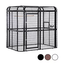 XXL Walk In Metal Aviary Parrot Cage Flight Bird Cage Outdoor White/Black/Bronze