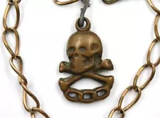 RARE ANTIQUE ODD FELLOWS MASONIC IOOF SKULL CROSSBONE POCKET WATCH FOB & CHAIN