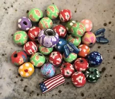 Bead Lot Loose 33 Ct Assd Polymer Clay Millefiori Butterflies for Jewelry Making