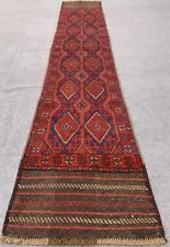 Afghan Hand Woven Mashwani Kilim Wool Area Runner Rug 11.5 x 2.1 Ft (1202 PF)