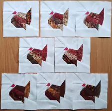 8 Paper Pieced Fall Turkey Birds quilt blocks 5"